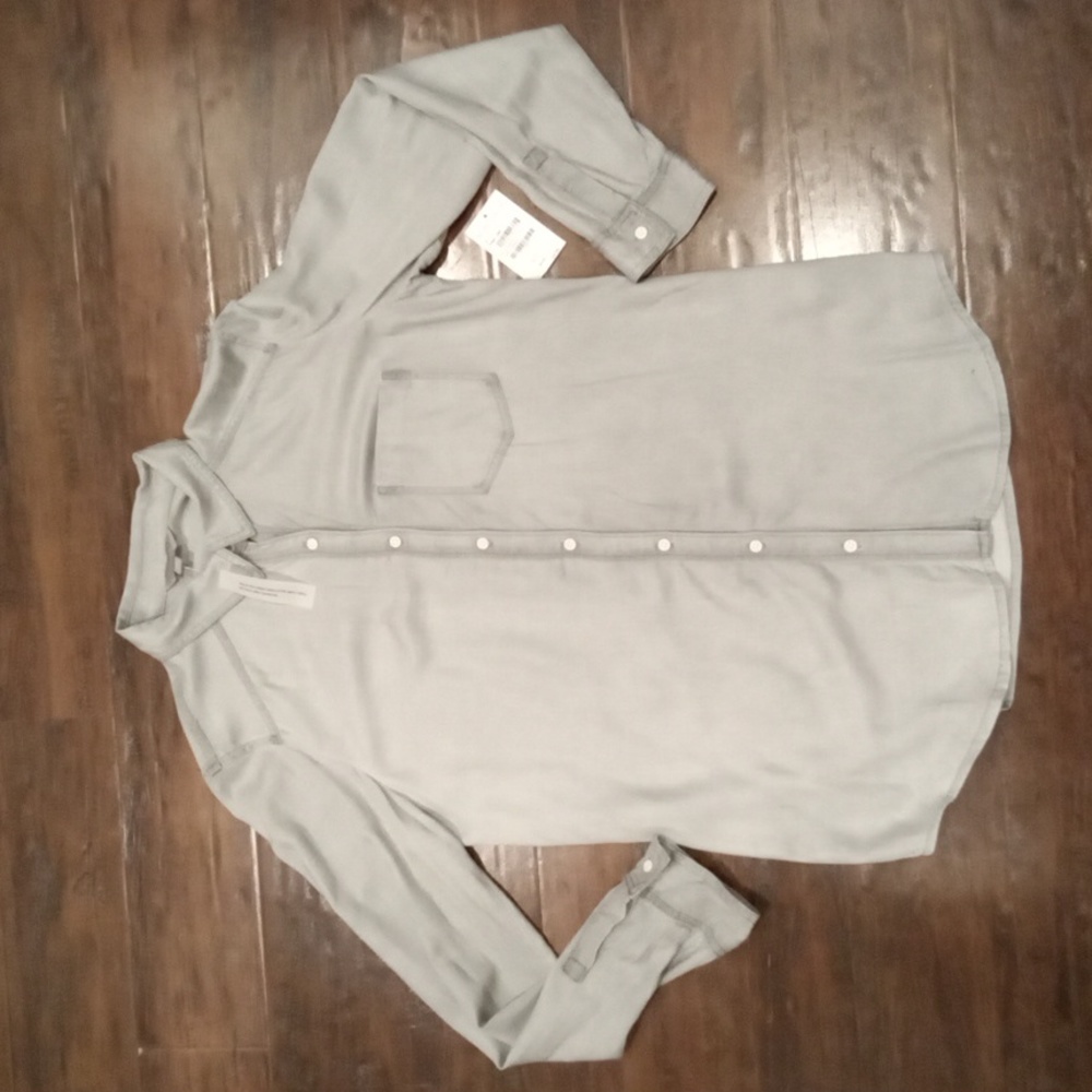 NWT Nordstrom Rubbish Urban Grey Long Sleeve Button Down Flannel Size Small